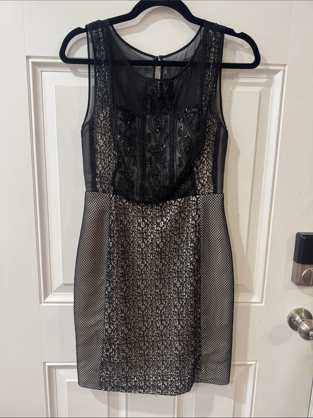 Phoebe Couture Black Lace & Mesh Mini Dress